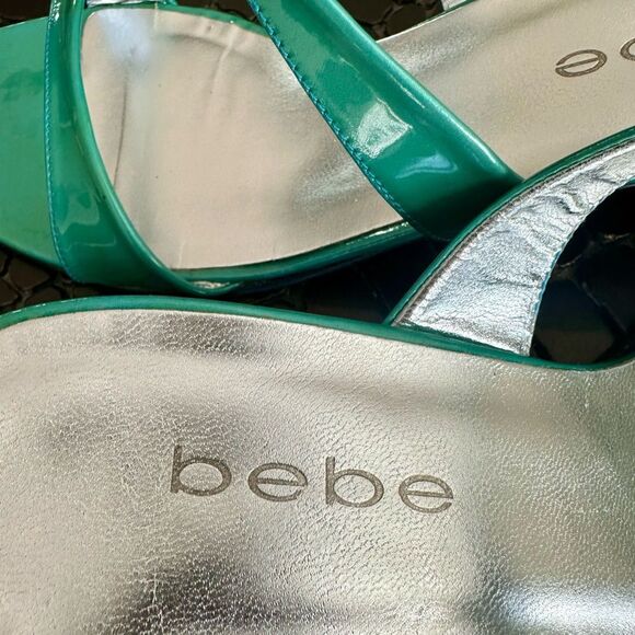 Bebe Turquoise Patten Leather sandals. - Picture 2 of 7